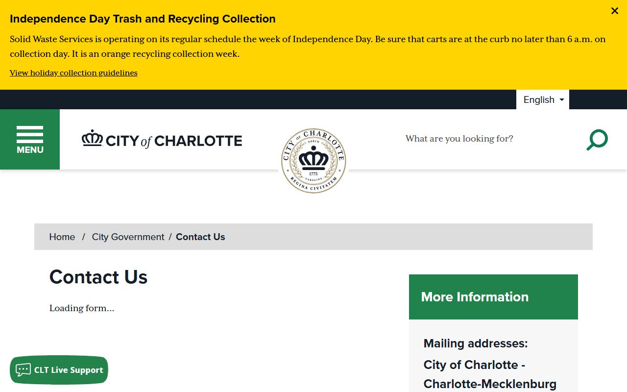 Mint Hill phone directory CharMeck 311 contact page